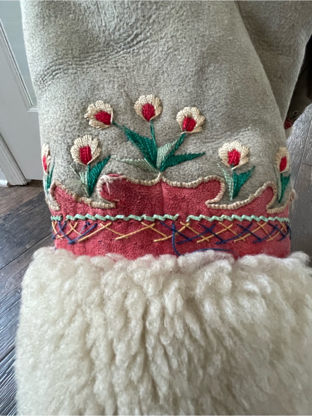 Vintage 1970s Polish Suede Shearling Coat with Embroidered Trim. Made in Poland - Picture 3 of 5